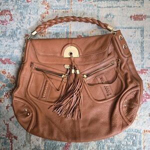 Bebe Brown Leather Women's Hobo Bag